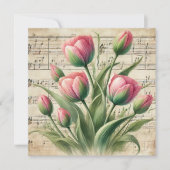 Vintages Rosa und grüne Tulips - Scrapbook Einladung (Vorderseite)