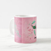 Vintages Rosa und Minze Hummingbird Damask Look Kaffeetasse (Vorderseite Links)