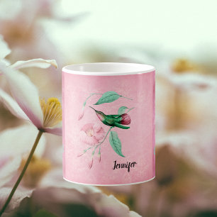 Vintages Rosa und Minze Hummingbird Damask Look Kaffeetasse