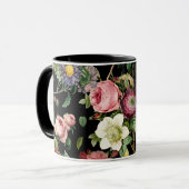 Vintages Rosa und rote Rose Tasse (Vorderseite Links)
