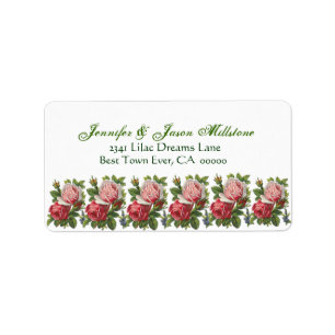 Vintages Rosa und Rote Rosen-Hochzeitslabel Adressaufkleber