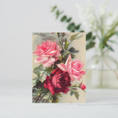 Vintages Rosa und Rote Rosen Postkarte (Stehend Vorderseite)