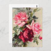 Vintages Rosa und Rote Rosen Postkarte (Vorne/Hinten)