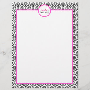 Vintages Rosa und schwarze Damast Buchstaben