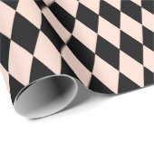 Vintages rosa und schwarzes Harlequin-Muster Geschenkpapier (Rolleneckpunkt)
