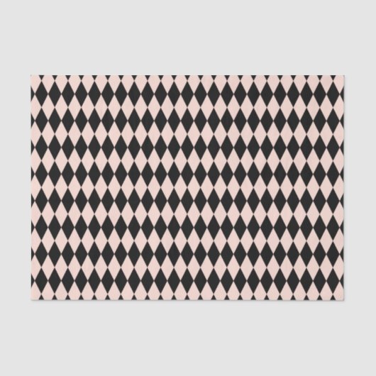 Vintages rosa und schwarzes Harlequin-Muster Seidenpapier (Vorderseite)