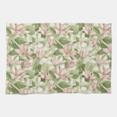 Vintages Rosa und Weiße Magnolien Geschirrtuch (Horizontal)