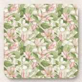 Vintages Rosa und Weiße Magnolien Getränkeuntersetzer (Vorderseite)