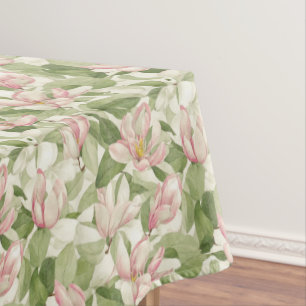 Vintages Rosa und Weiße Magnolien Tischdecke