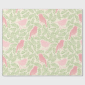 Vintages rosa Vogelgrün-Muster Geschenkpapier (Flach)