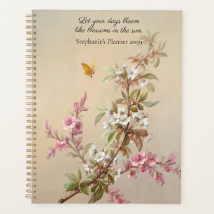 Vintages rosa Weißblütenangebot Planer