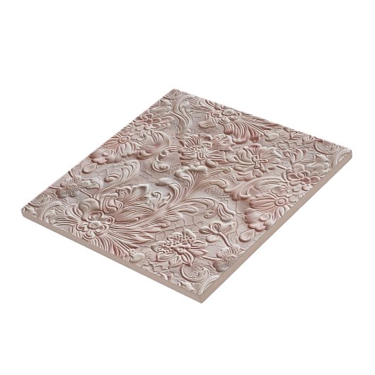 Vintages, rosafarbenes Glattleder Fliese (Seite)