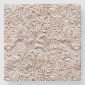 Vintages, rosafarbenes Glattleder Steinuntersetzer (Vorderseite)