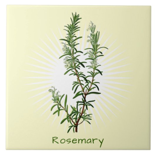 Vintages Rosemary Herb Keramik Fliese (Vorderseite)
