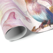 Vintages Rosen-Blumen- u. Kolibrimuster Geschenkpapier (Rolleneckpunkt)