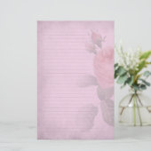 Vintages Rosen-düsteres Rosa gezeichnetes Briefpapier (Stehend Vorderseite)
