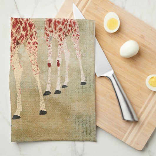 Vintages Rosen-Giraffen-Tuch Handtuch (Viertel Falte)