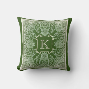 Vintages Rosen-Monogramm-Kissen im Smaragd Kissen