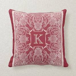 Vintages Rosen-Monogramm-Kissen in der Himbeere Kissen