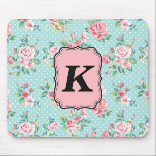 Vintages Rosen-Muster mit Monogramm Mousepad