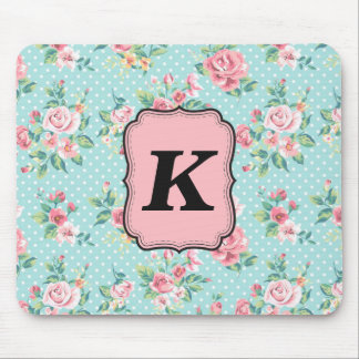 Vintages Rosen-Muster mit Monogramm Mousepad