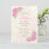 Vintages Rosenhochzeit-Brautparty laden Einladung (Stehend Vorderseite)