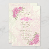 Vintages Rosenhochzeit-Brautparty laden Einladung (Vorne/Hinten)
