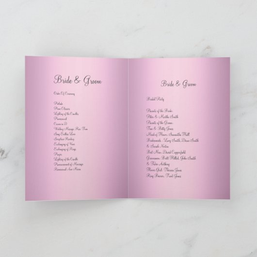 Vintages Rosenhochzeitprogramm Programm (Innenseite)