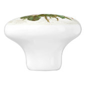 Vintages Rosenrosen Weißholz Keramikknauf (Seitenansicht)