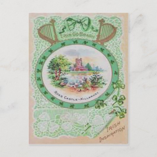 Vintages Ross Castle St Patrick's Day Card Postkarte (Vorderseite)