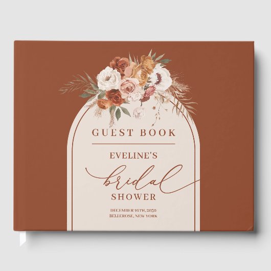 Vintages Rostpampas boho Brautparty Gästebuch (Vorderseite)