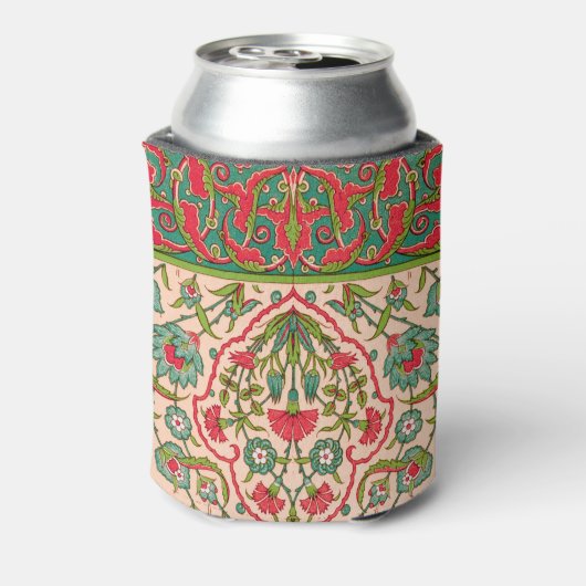 Vintages Rot-Grün-Arabisches Blumenmuster Dosenkühler (Kanne Rückseite)