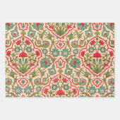 Vintages Rot-Grün-Arabisches Blumenmuster Geschenkpapier Set (Vorderseite 3)