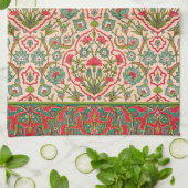 Vintages Rot-Grün-Arabisches Blumenmuster Geschirrtuch (Gefaltet)