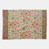 Vintages Rot-Grün-Arabisches Blumenmuster Geschirrtuch (Horizontal)