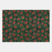 Vintages Rot, Grün & Gold Weihnachten Geschenkpapier Set (Vorderseite)