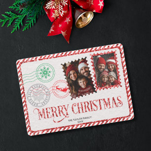 Vintages Rot-Grün-Letter-Foto Frohe Weihnachten