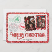 Vintages Rot-Grün-Letter-Foto Frohe Weihnachten (Vorderseite)