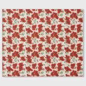 Vintages Rot Mohn Design Jugendstil Geschenkpapier (Flach)