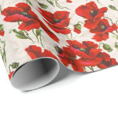 Vintages Rot Mohn Design Jugendstil Geschenkpapier (Rolleneckpunkt)