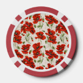 Vintages Rot Mohn Design Jugendstil Pokerchips (Rückseite)