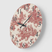 Vintages Rot Toile Große Wanduhr (Winkel)