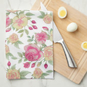 Vintages Rot- und Gelbrosenmuster | Geschirrtuch (Viertel Falte)