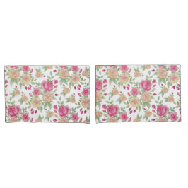 Vintages Rot- und Gelbrosenmuster | Kissenbezug