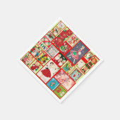 Vintages Rot und Grün Adventskalender Weihnachten Serviette (Ecke)