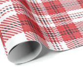Vintages Rot-Weiß-Schwarz-Rustikal Tartan kariert Geschenkpapier (Rolleneckpunkt)