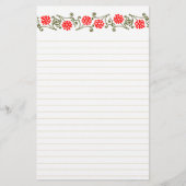 Vintages Rotdaisy und Goldgürtel Lined Stationery Briefpapier (Vorderseite)