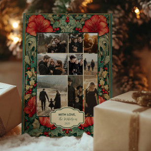 Vintages Rotes Amaryllis Botanisches Weihnachtsfes Feiertagskarte