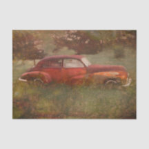 Vintages Rotes Auto Antike Rustikale Kunst