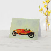 Vintages Rotes Auto Karte (Gelbe Blume)